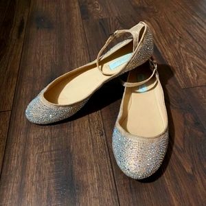 Betsy Johnson Nude Glitter Ballerina Slides